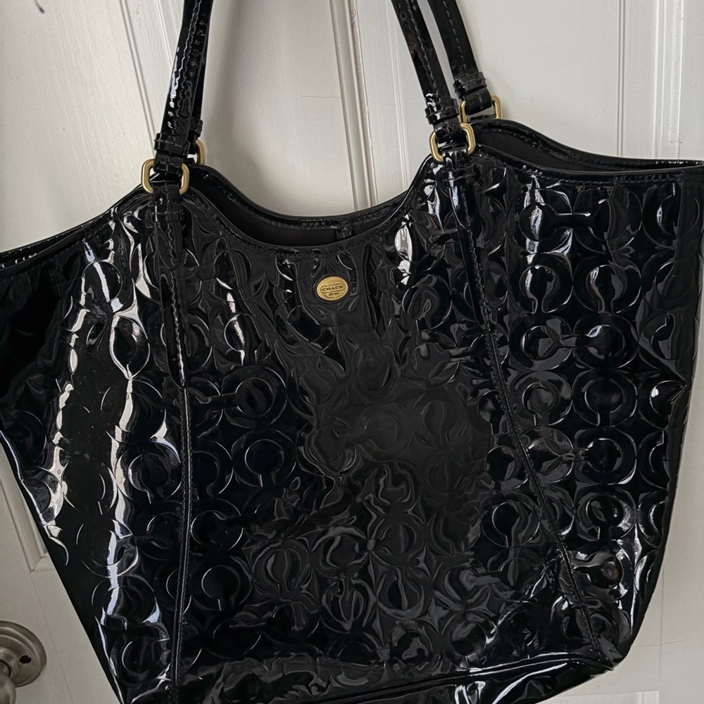 Black Coach Embossed Women's Tote Bag
